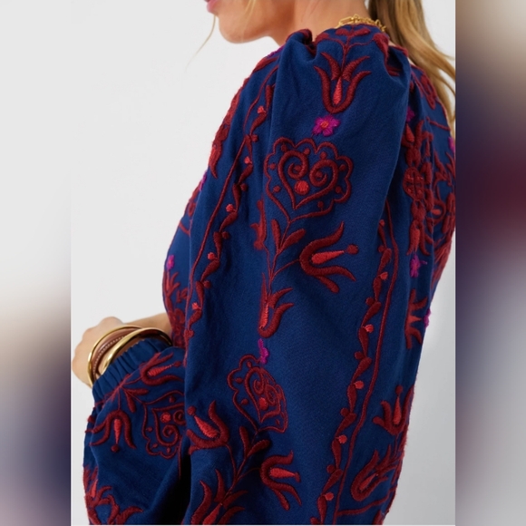 NWT Navy Petunia Embroidery Long Sleeve Square Neck Dress Size 2 by Sea New York - Picture 11 of 11